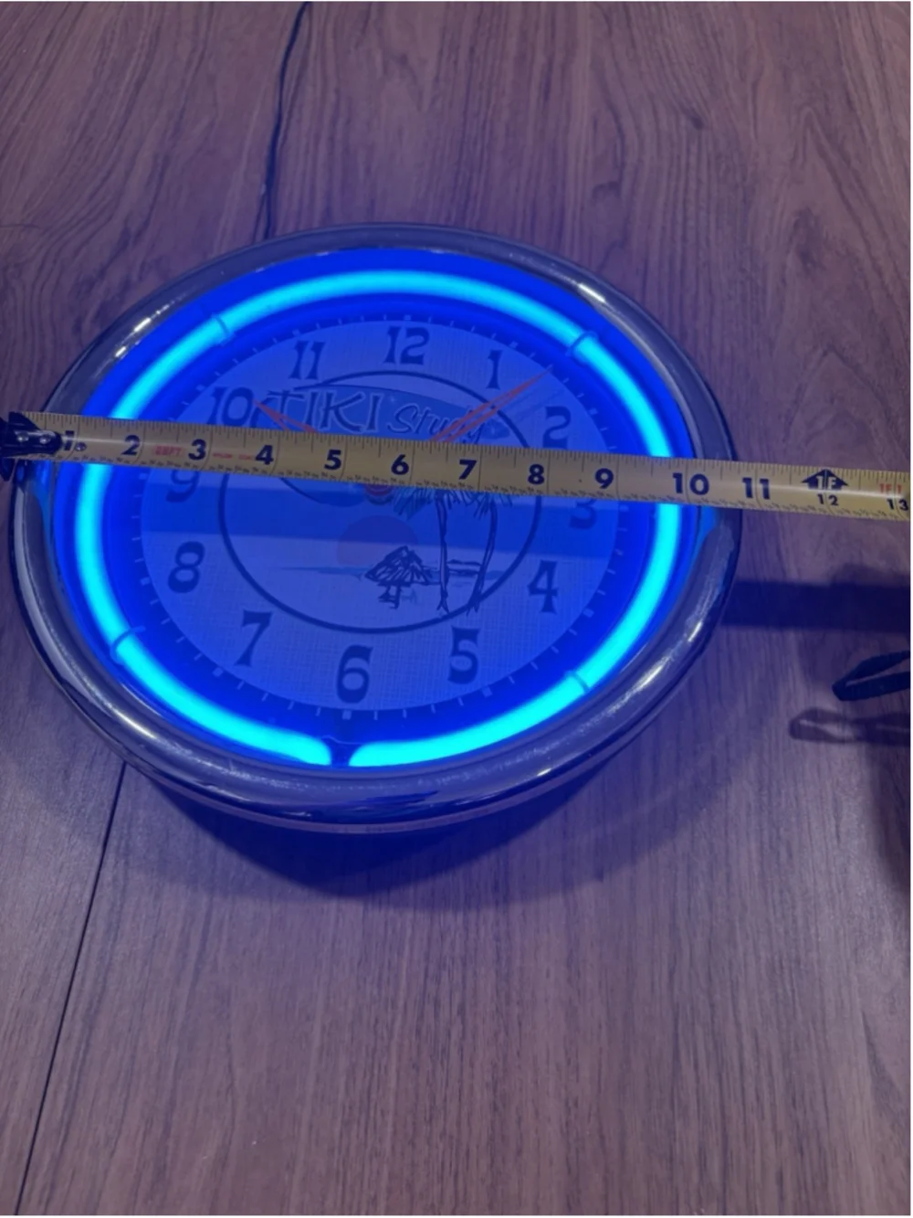 Tiki Lounge Blue Neon Wall Clock Bar Man Cave Tropical Tiki Bar Decor Working